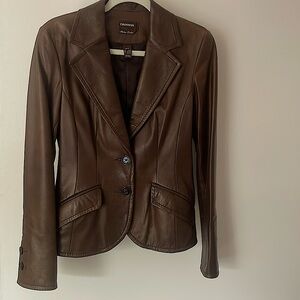 Chocolate brown buttery-soft leather jacket by Danier.